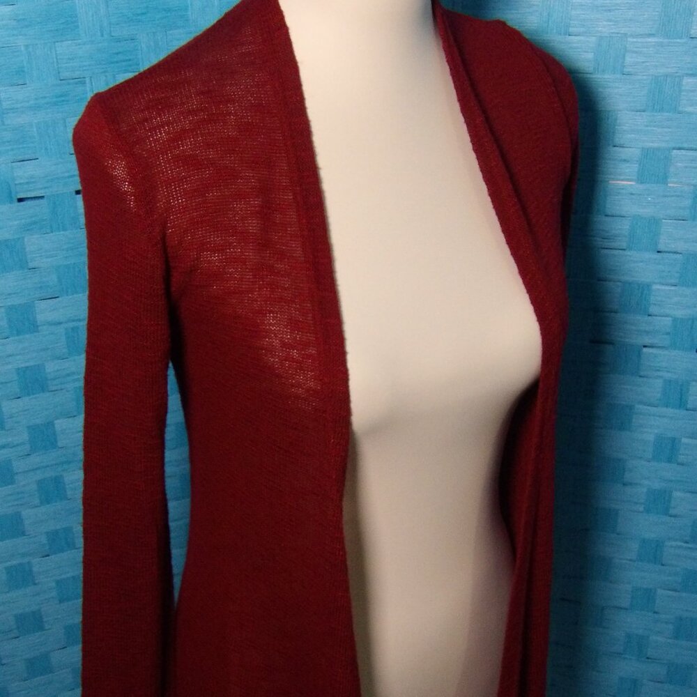 FIANCEE  Sm Burgundy Open Front Long Sleeve SWEATER  Lightweight